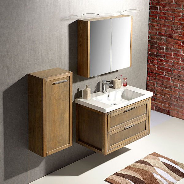 Designová série koupelnového nábytku Erra LARITA (provedení dub graphite) - příklad interiérové realizace