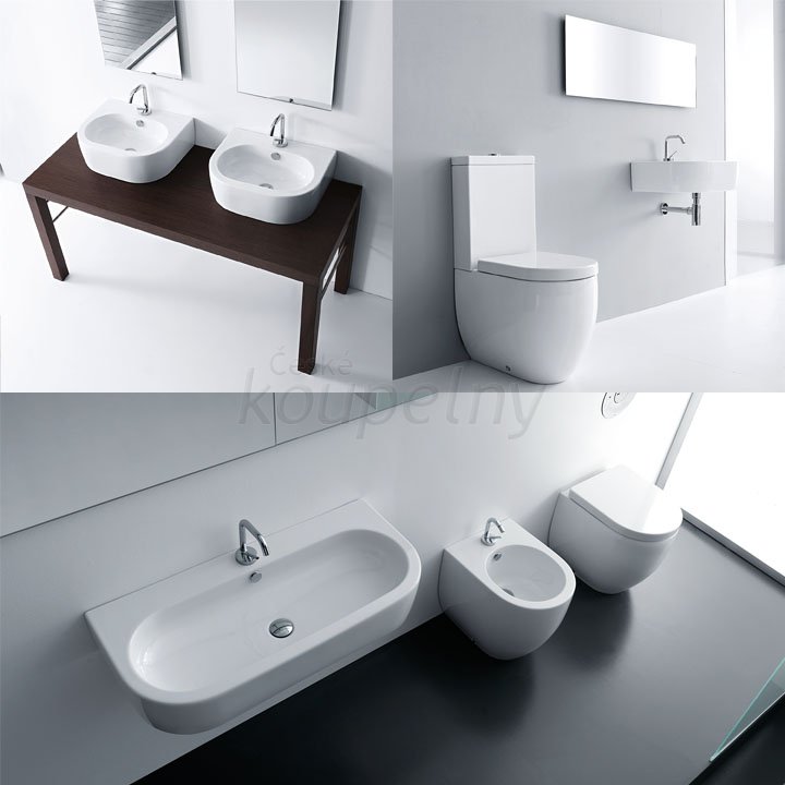 Designová série sanitární keramiky Kerasan FLO - příklady interiérových realizací
